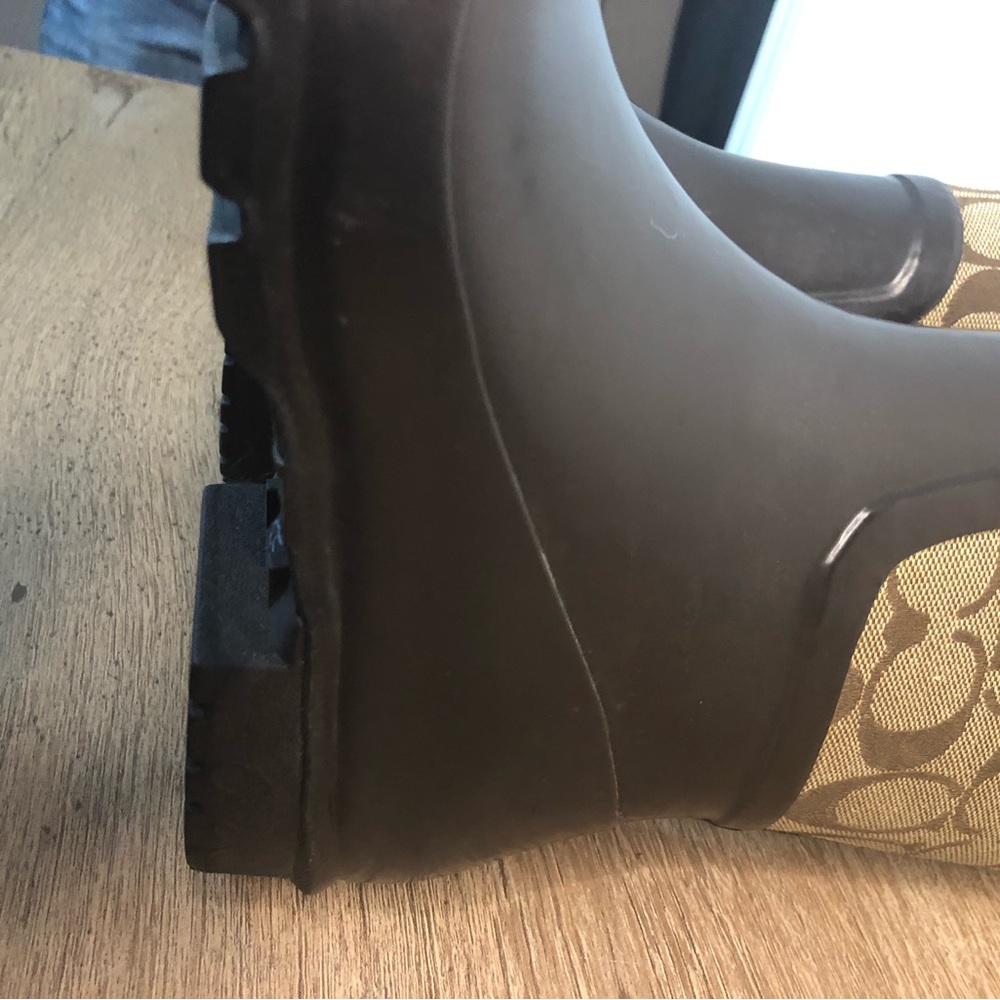 Authentic Coach Size 6 Knee High Rubber Jacquard Boots - Picture 15 of 16